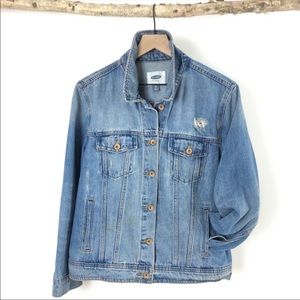 Perfectly Distressed Boxy Oversized Jean Jacket XL